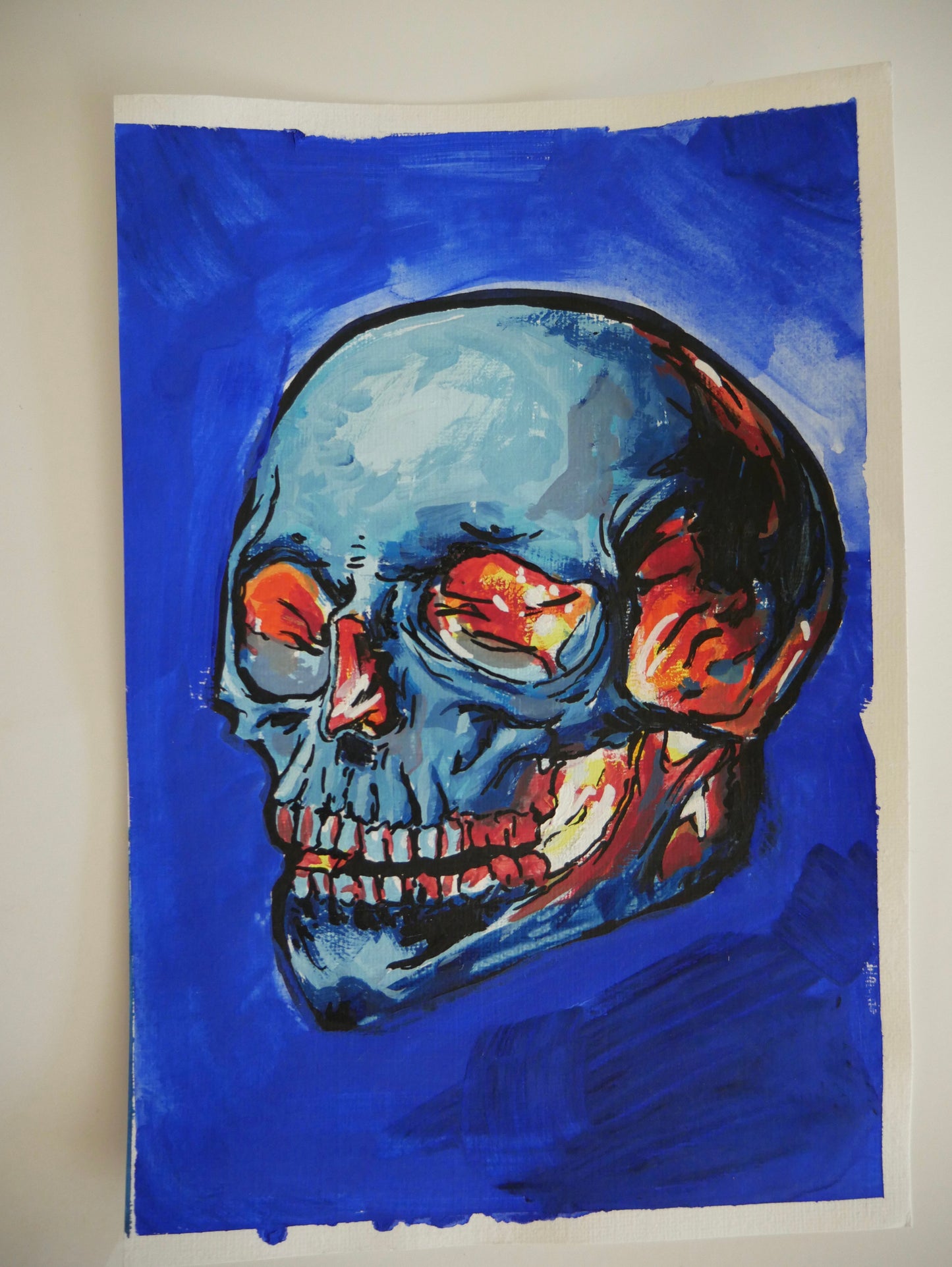 Skull Study Blue 6inx9in