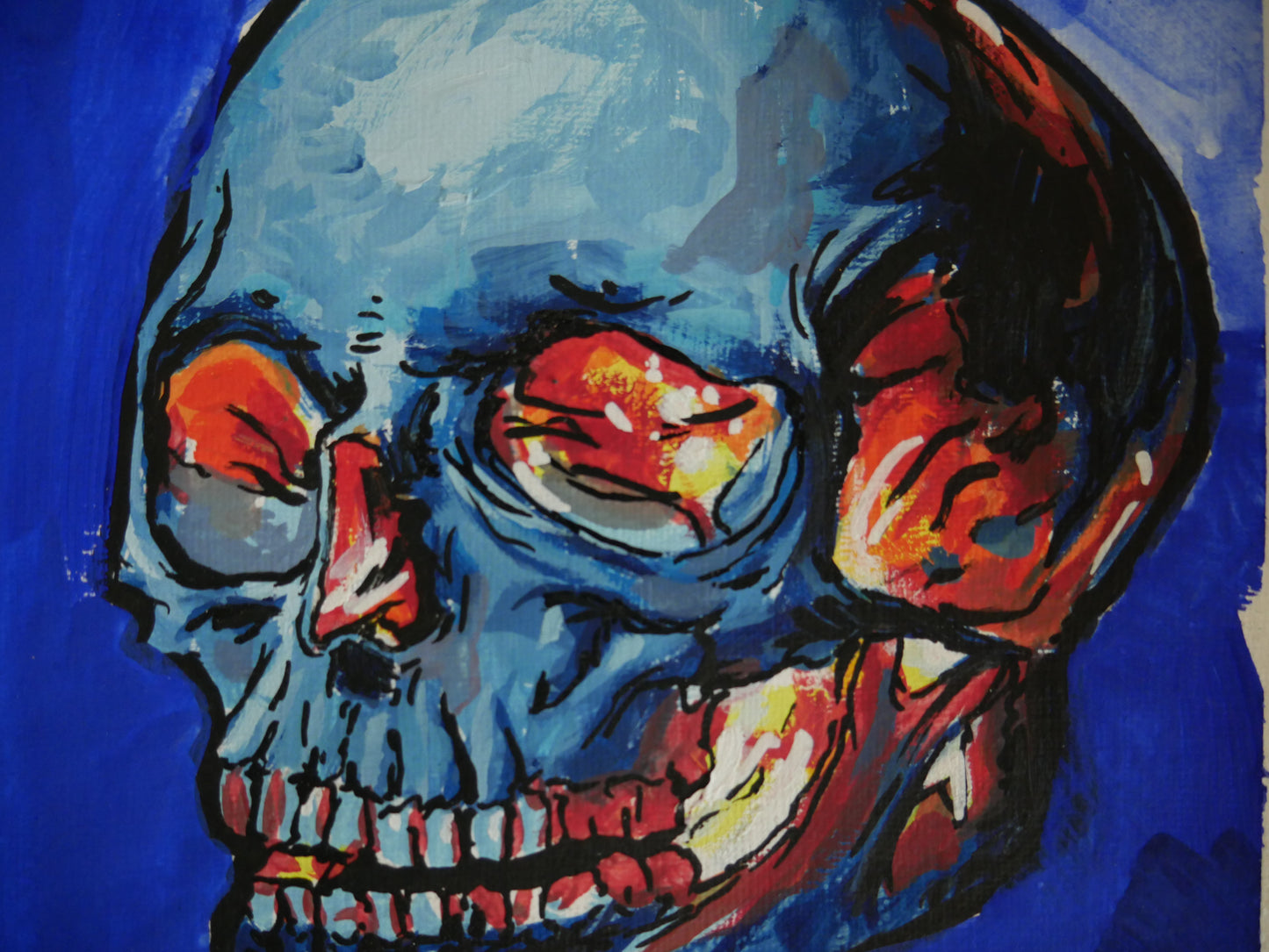 Skull Study Blue 6inx9in